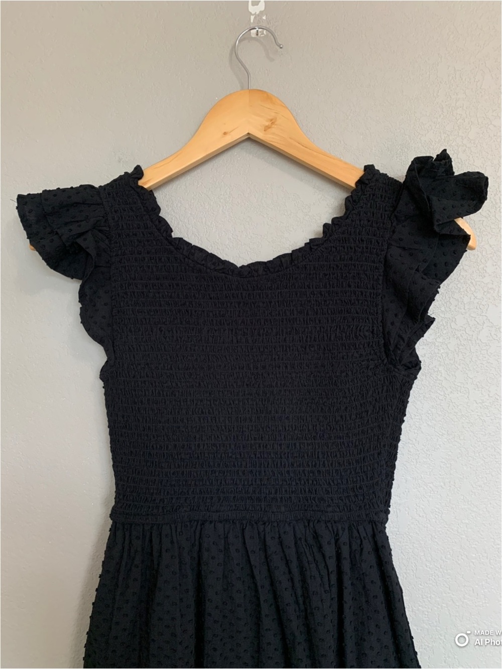 J Crew Factory Petite Black Swiss Dot Flutter Sleeve Midi Dress NWT Cottagecore - Picture 10 of 16